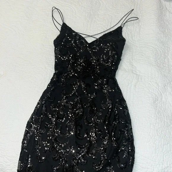 Windsor | Dresses | Black Shiny Party Dress | Poshmark